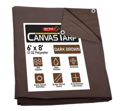Dark brown canvas tarp - x,